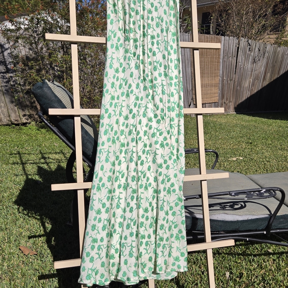 Zara Green Silky Slip Dress Maxi XS - Picture 9 of 11
